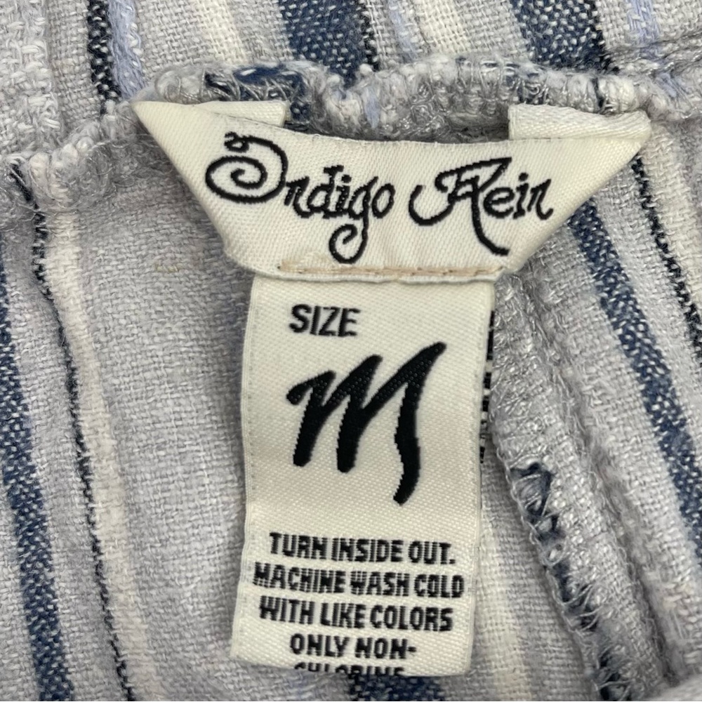 Indigo Rein Linen Blend Medium Beach Shorts Coastal Boho Chic Surfer Resortwear - Picture 3 of 15